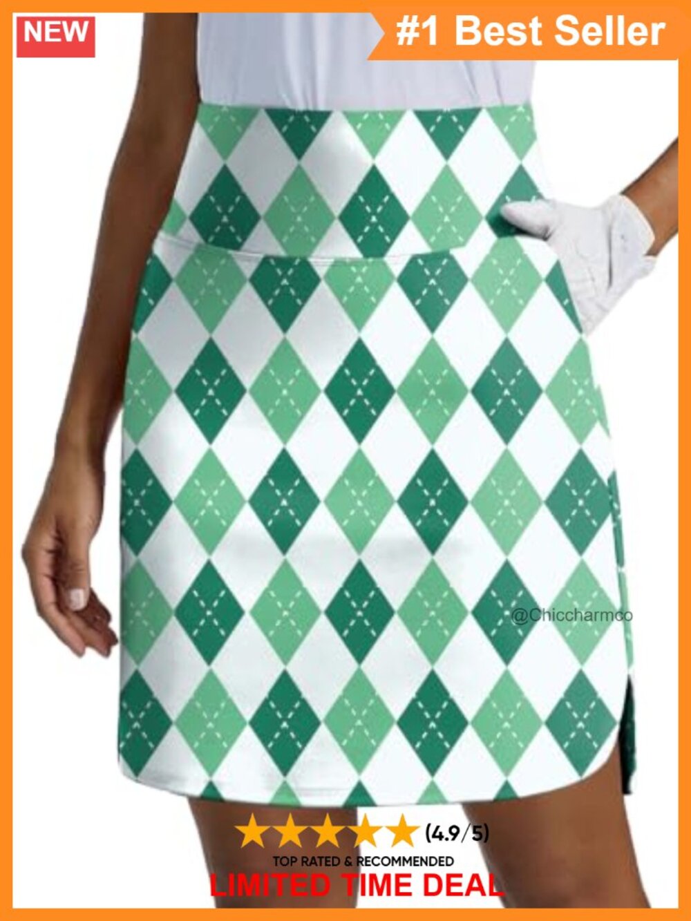 18" Golf Skort with Built-In Shorts, UPF 50+ High Waist Athletic Skirt